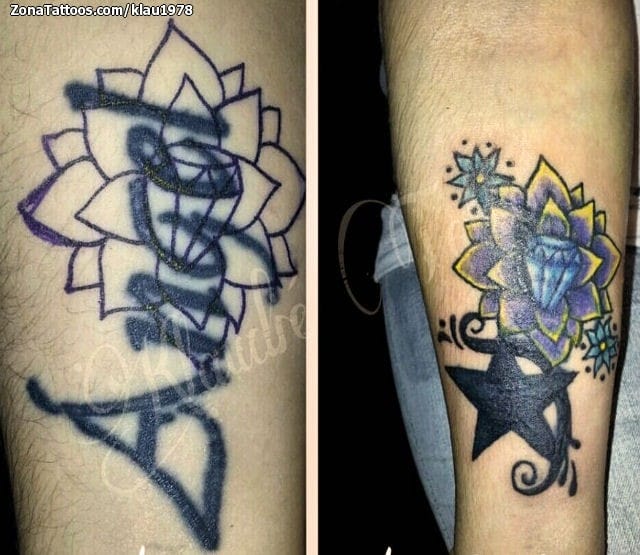 Foto de tatuaje Lotos, Flores, Diamantes