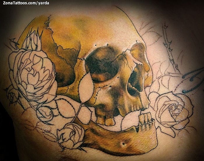 Foto de tatuaje Calaveras, Rosas, Flores