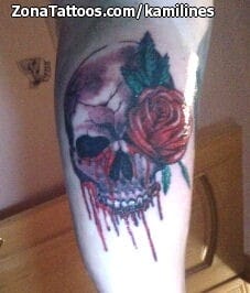 Foto de tatuaje Calaveras, Rosas, Flores