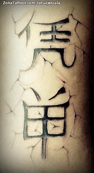 Tattoo photo Chinese caligraphy, Kanjis, Cracks