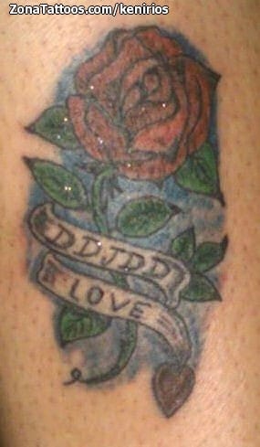 Tattoo photo Letters, Roses, Flowers