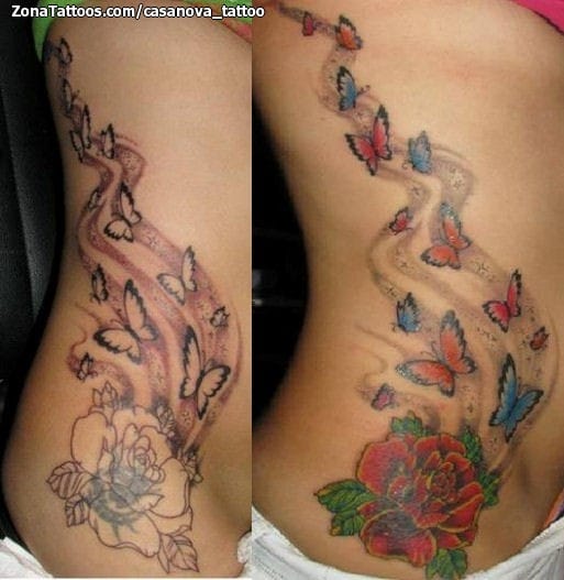 Tattoo photo Butterflies, Cover Up, Roses