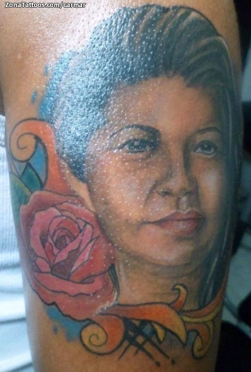 Foto de tatuaje Retratos, Rostros, Rosas
