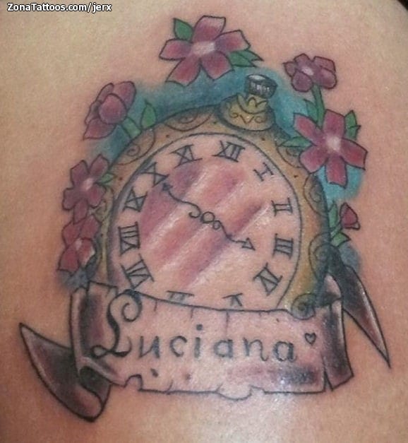 Tattoo photo Names, Letters, Clocks