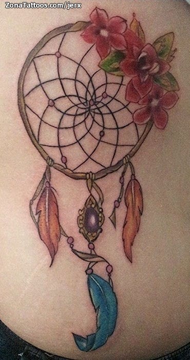 Tattoo photo Dreamcatcher, Flowers