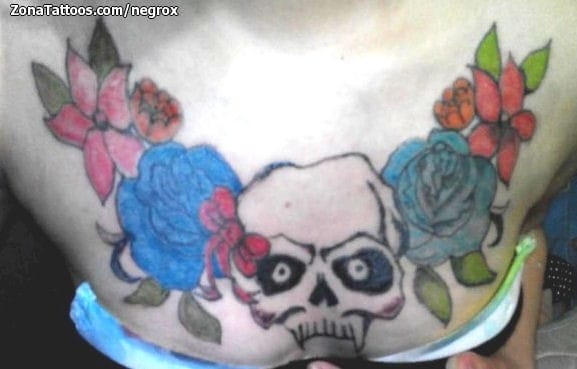 Tattoo photo Roses, Skulls, Flowers