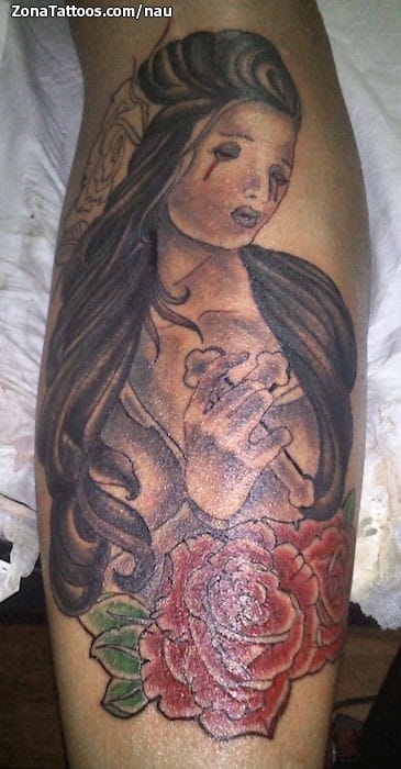 Tattoo photo Virgins, Religious, Roses