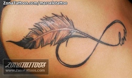 Tattoo photo Feathers, Infinity, Letters