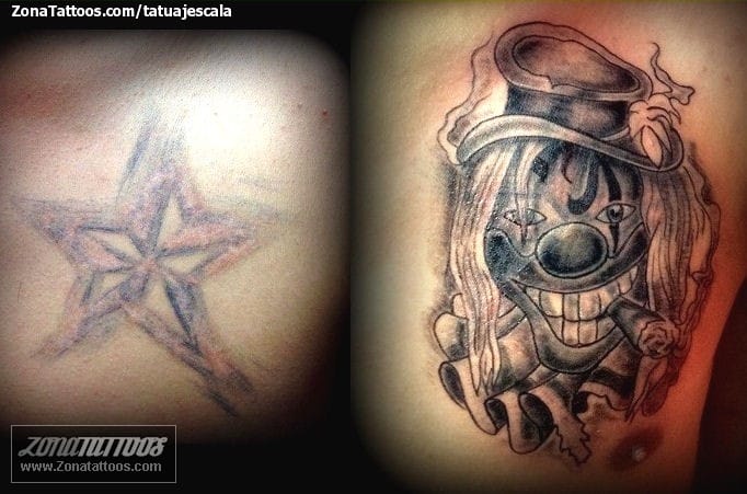 Foto de tatuaje Payasos, Cover Up, Pecho