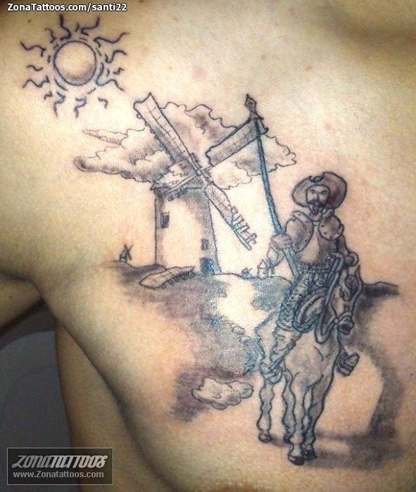 Foto de tatuaje Don Quijote, Pecho