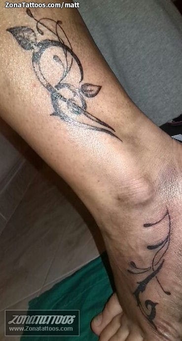 Foto de tatuaje Enredaderas, Hojas, Tobillo