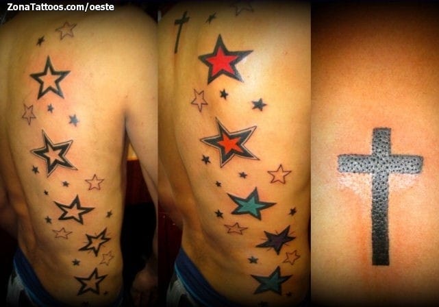 Foto de tatuaje Estrellas, Cruces, Espalda