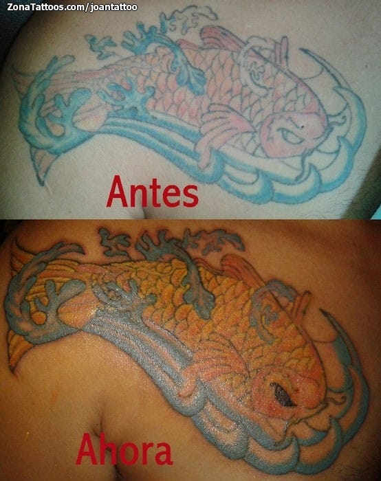 Foto de tatuaje Koi, Peces, Olas