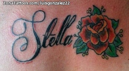 Foto de tatuaje Nombres, Letras, Rosas