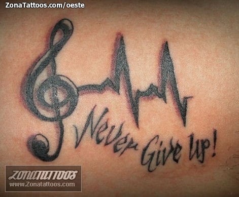 Foto de tatuaje Notas Musicales, Frases, Letras