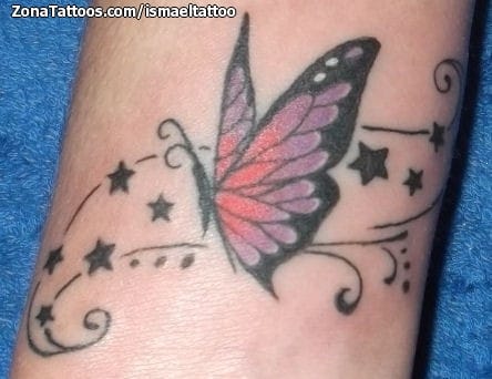 Foto de tatuaje Mariposas, Filigranas, Estrellas