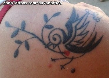 Foto de tatuaje Aves, Hojas, Animales