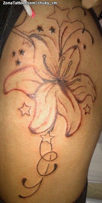 Foto de tatuaje Flores, Estrellas