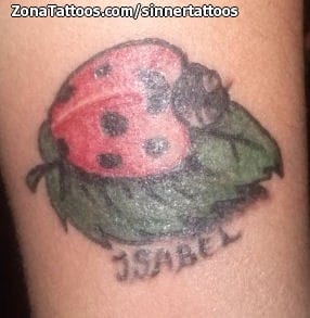 Foto de tatuaje Mariquitas, Insectos, Hojas