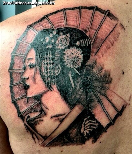 Tattoo photo Geisha, Asian, Back