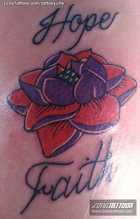 Tattoo photo Lotus, Flowers, Letters