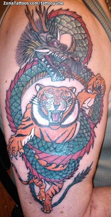 Foto de tatuaje Dragones, Tigres, Orientales