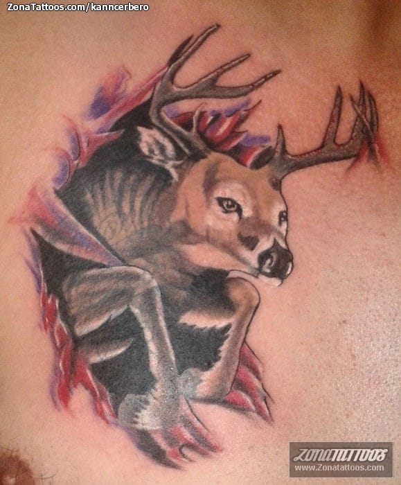 Tattoo photo Deers, Animals, Cracks