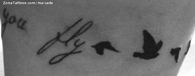 Tattoo photo Letters, Birds, Silhouettes