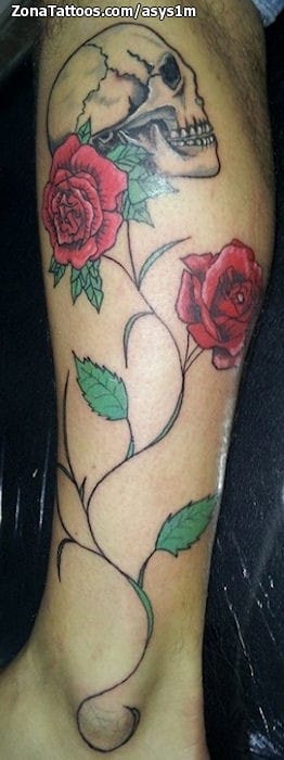 Foto de tatuaje Rosas, Calaveras, Flores