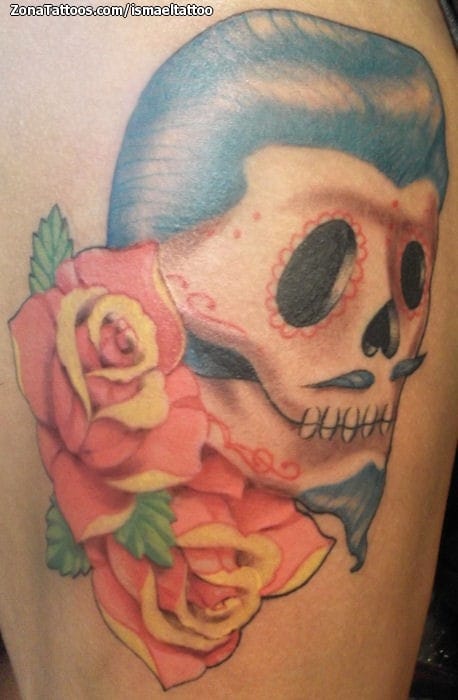 Foto de tatuaje Calaveras, Rosas, Flores