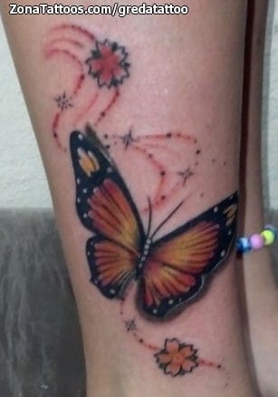 Foto de tatuaje Mariposas, Cerezos, Flores