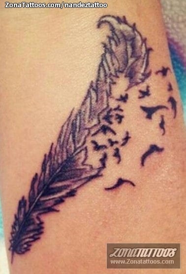 Foto de tatuaje Plumas, Aves, Siluetas