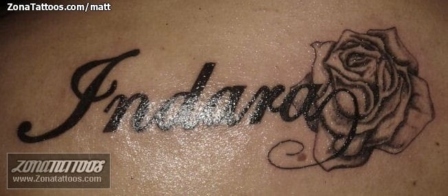 Foto de tatuaje Nombres, Letras, Rosas