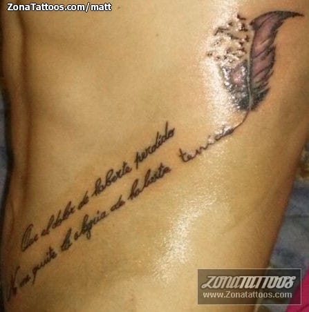 Foto de tatuaje Plumas, Frases, Letras