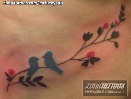 Tattoo photo Flowers, Swallows, Birds