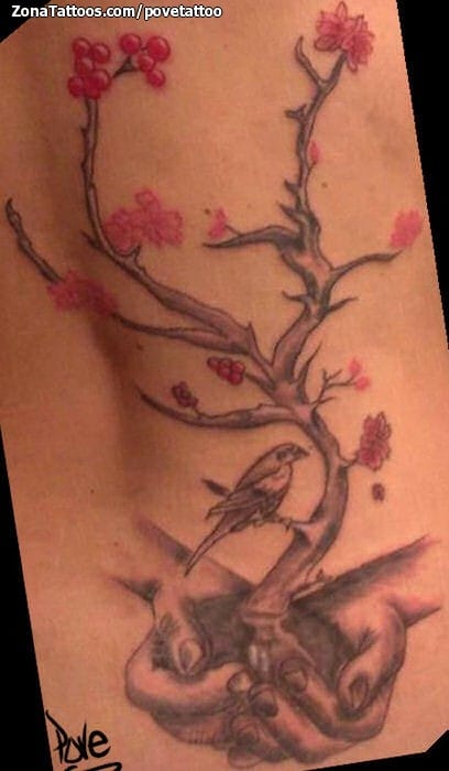 Foto de tatuaje Árboles, Manos, Aves