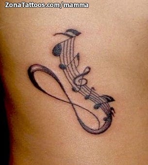 Foto de tatuaje Notas Musicales, Infinitos, Música