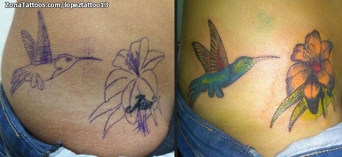 Foto de tatuaje Colibríes, Aves, Flores