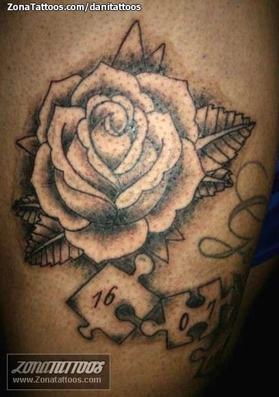 Foto de tatuaje Rosas, Flores, Puzzles