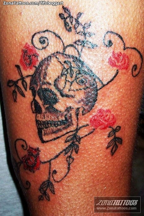 Foto de tatuaje Calaveras, Flores