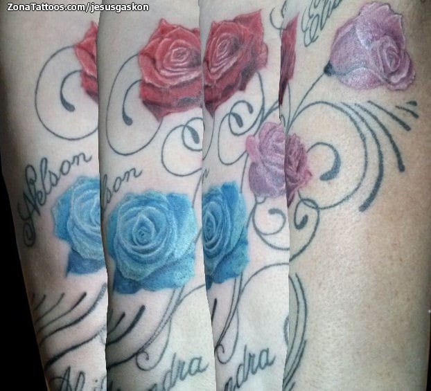 Foto de tatuaje Rosas, Flores, Filigranas