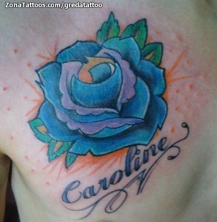 Foto de tatuaje Nombres, Letras, Rosas