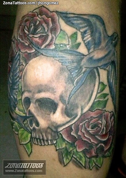 Tattoo photo Skulls, Roses, Flowers