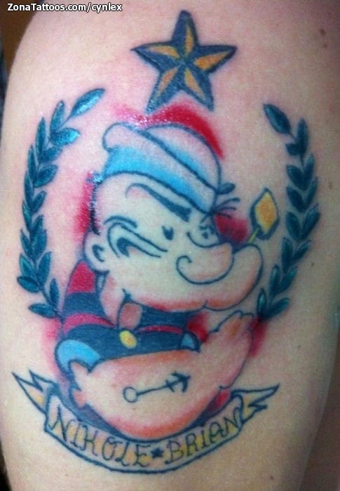 Tattoo photo Popeye, Stars, Laurels