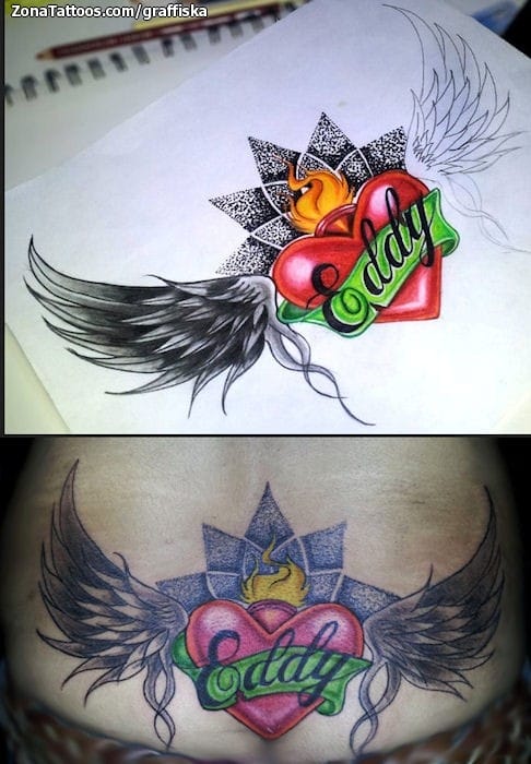 Tattoo photo Hearts, Wings, Pointillism