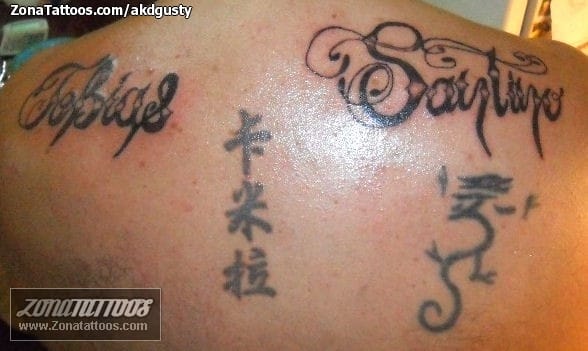 Foto de tatuaje Nombres, Letras, Espalda