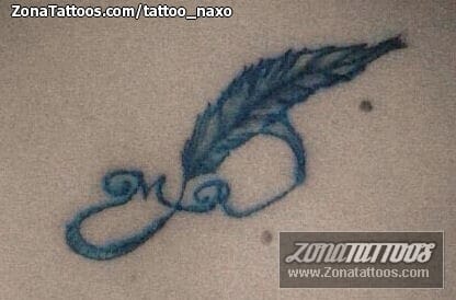 Foto de tatuaje Plumas, Infinitos, Letras