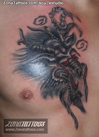 Tattoo photo Dragons, Asian, Chest