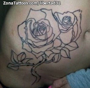 Tattoo photo Roses, Flowers, Belly