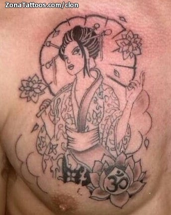 Tattoo photo Geisha, Flowers, Asian